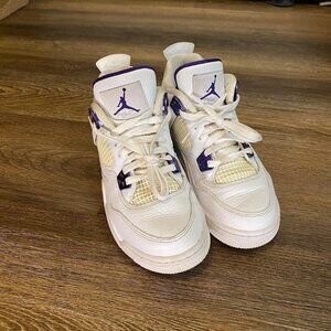 Jordan 4 Retro purple and white shoes